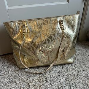 Gold MK monogram tote bag